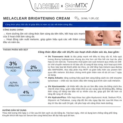 Kem nám SkinMTX Melaclear Brightening Cream