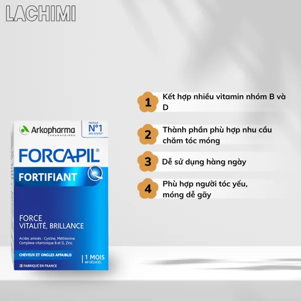 Viên uống dưỡng tóc Arkopharma Forcapil Fortifiant